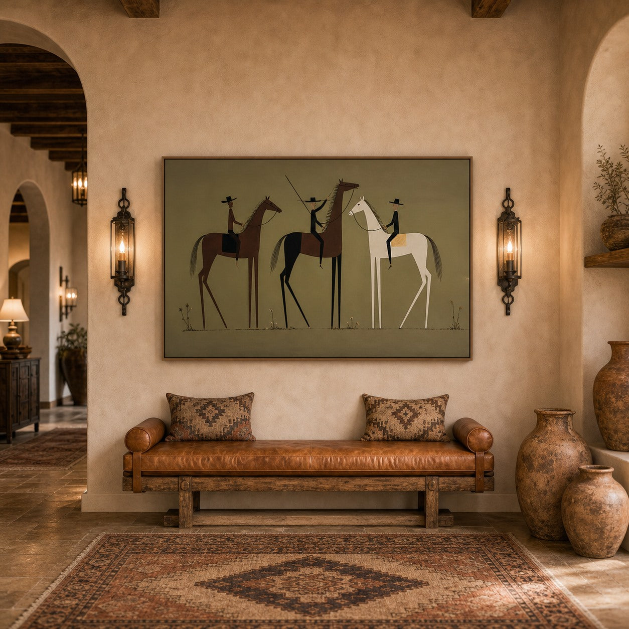 Three Riders - Hand-Painted Western Horse Wall Art