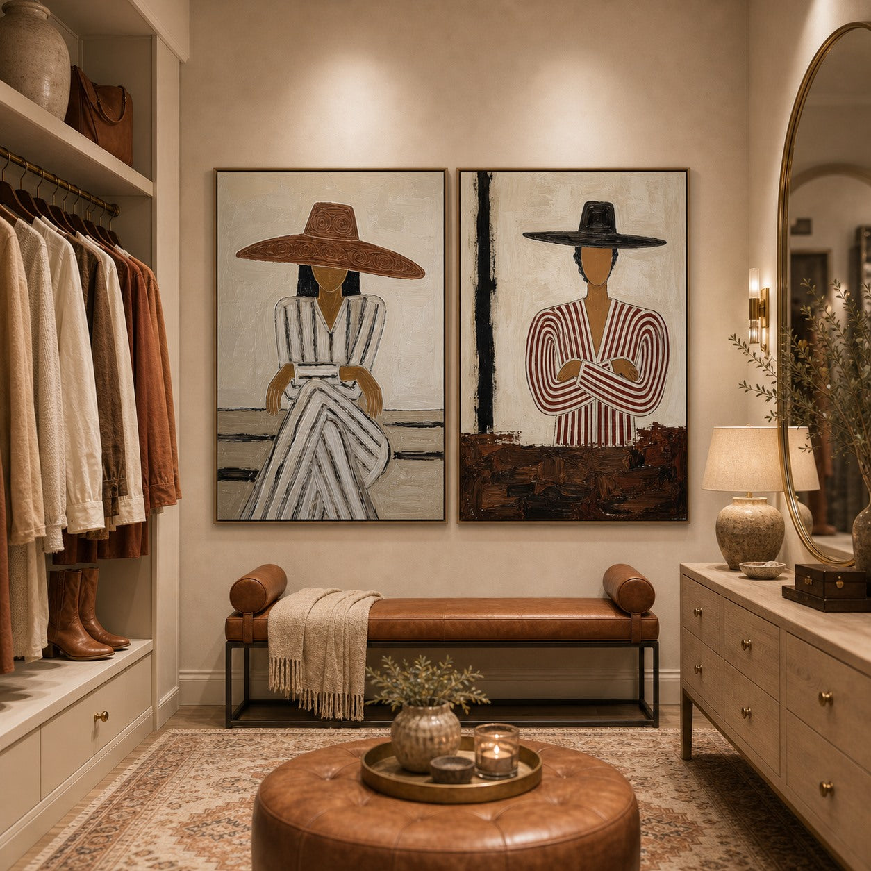 Desert Duo - Hand-Painted Western Portrait Diptych Wall Art