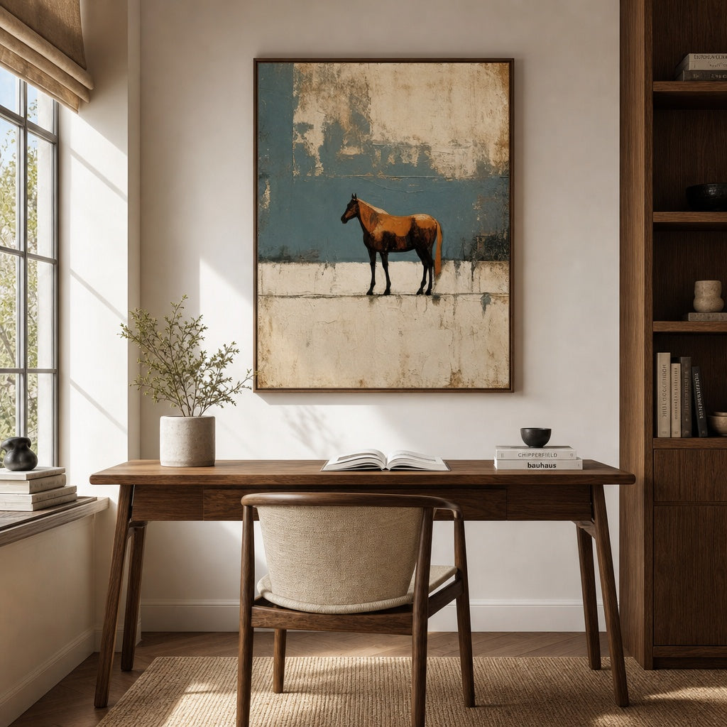 Lonely Horse Minimalist Landscape Painting
