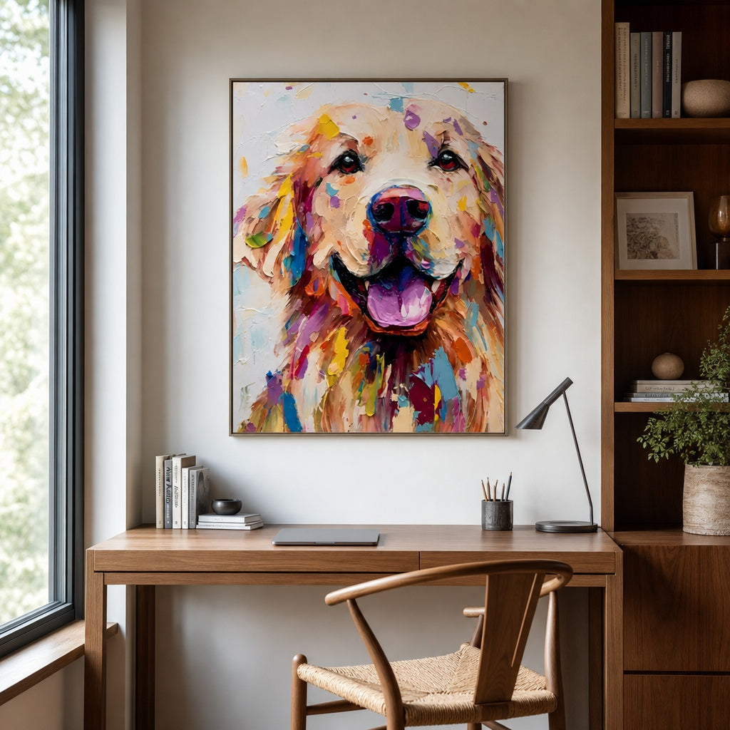 Colorful Golden Retriever Portrait Painting
