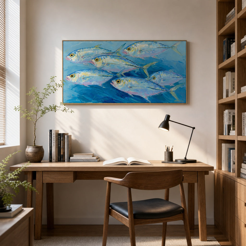 Blue Ocean Fish Coastal Painting