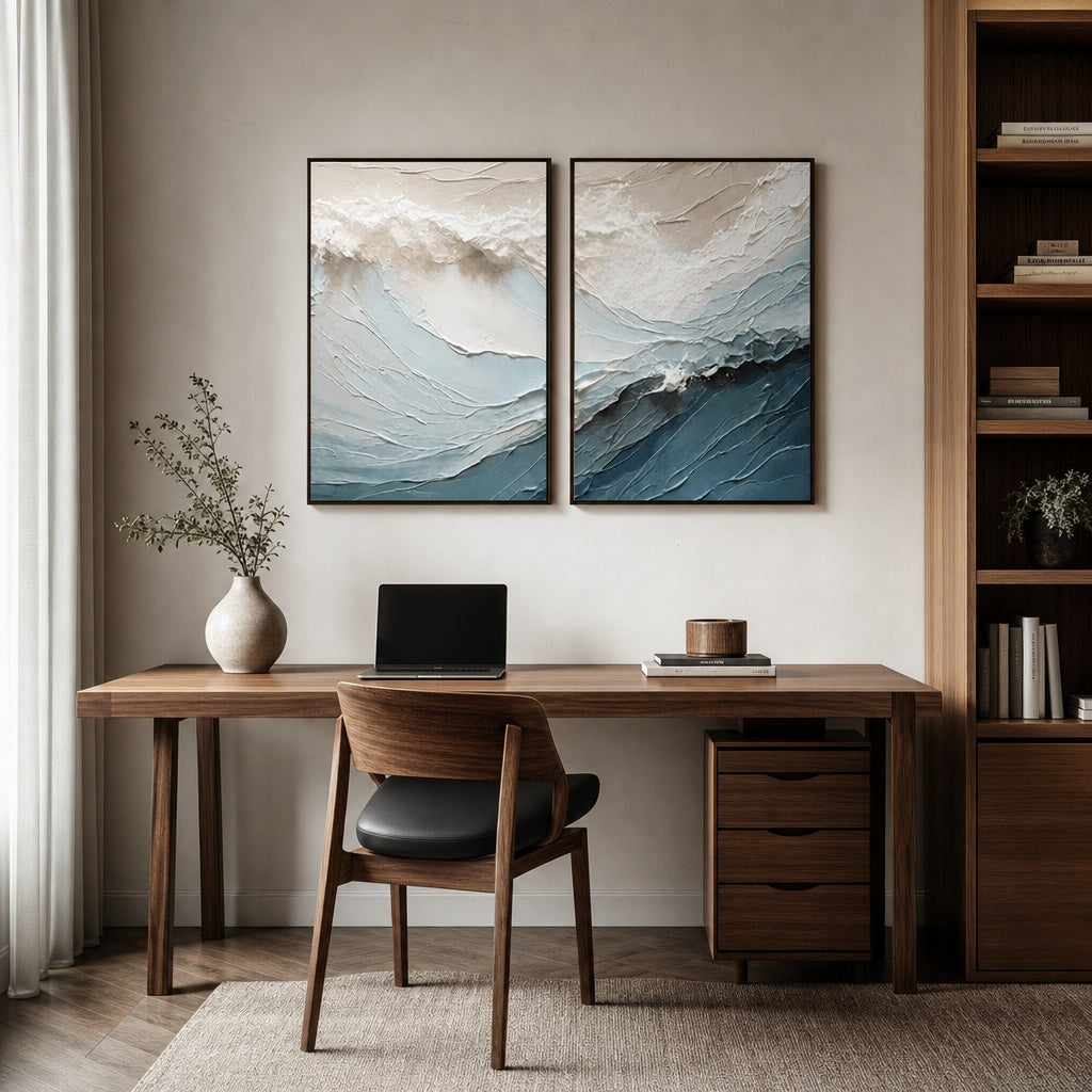 Coastal Wave Relief Diptych