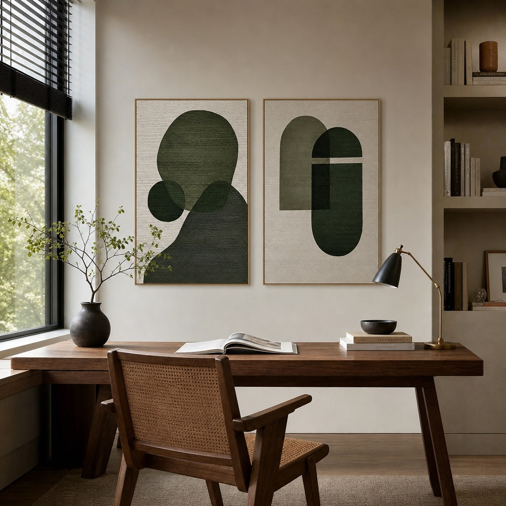 Deep Green Abstract Harmony
