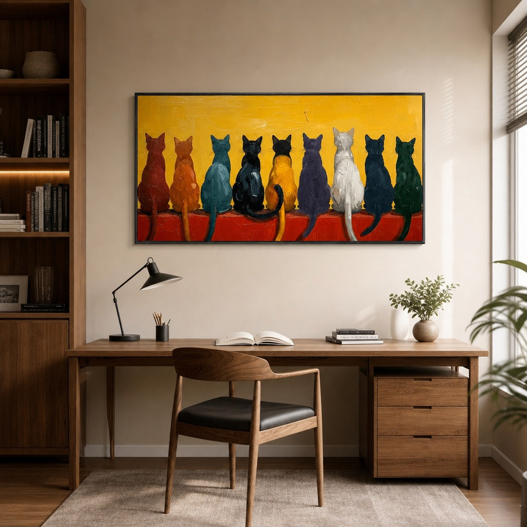 Colorful Cat Silhouette Wall Art Painting