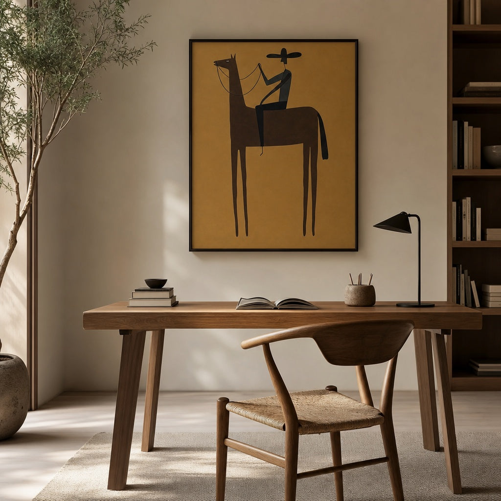 Minimalist Cowboy Horse Painting