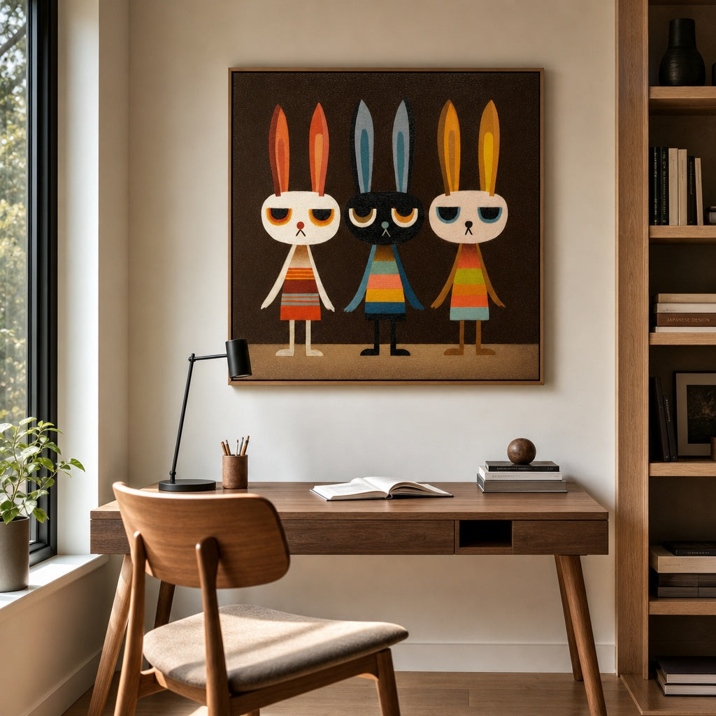Colorful Bunny Character Pop Art Painting