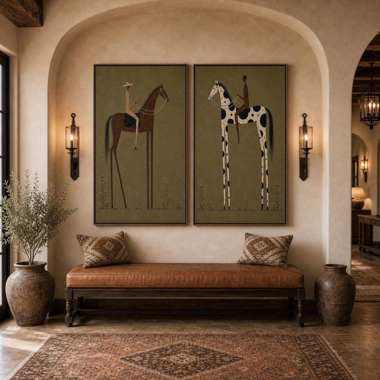 Prairie Pair - Hand-Painted Western Horse Diptych Wall Art