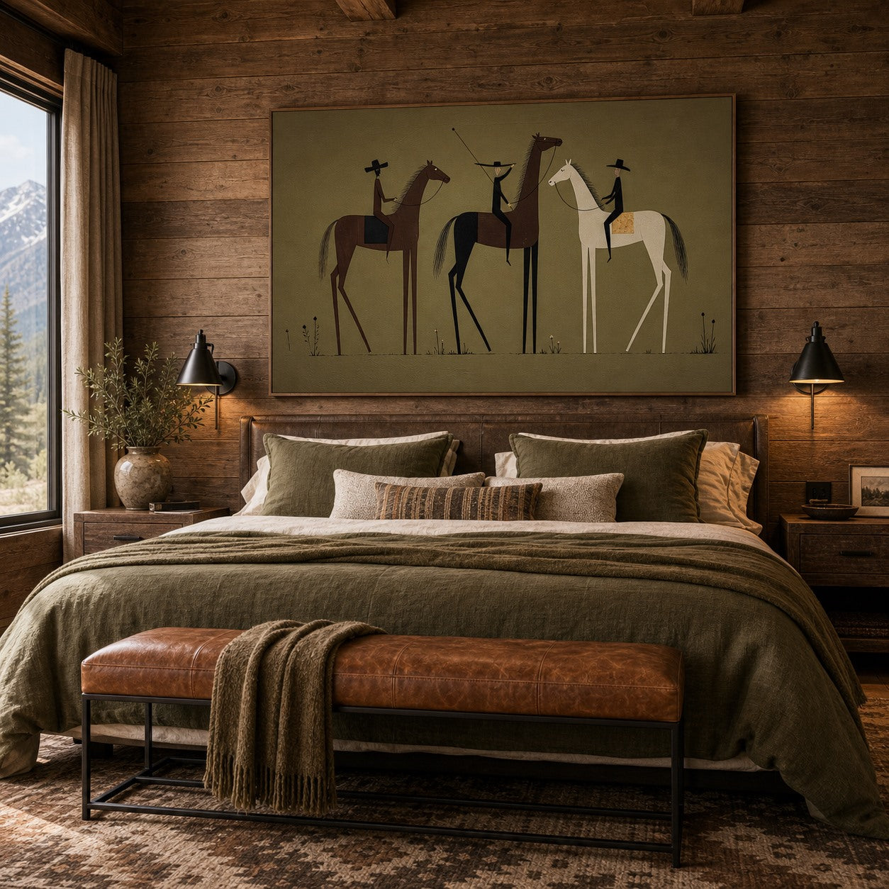 Three Riders - Hand-Painted Western Horse Wall Art