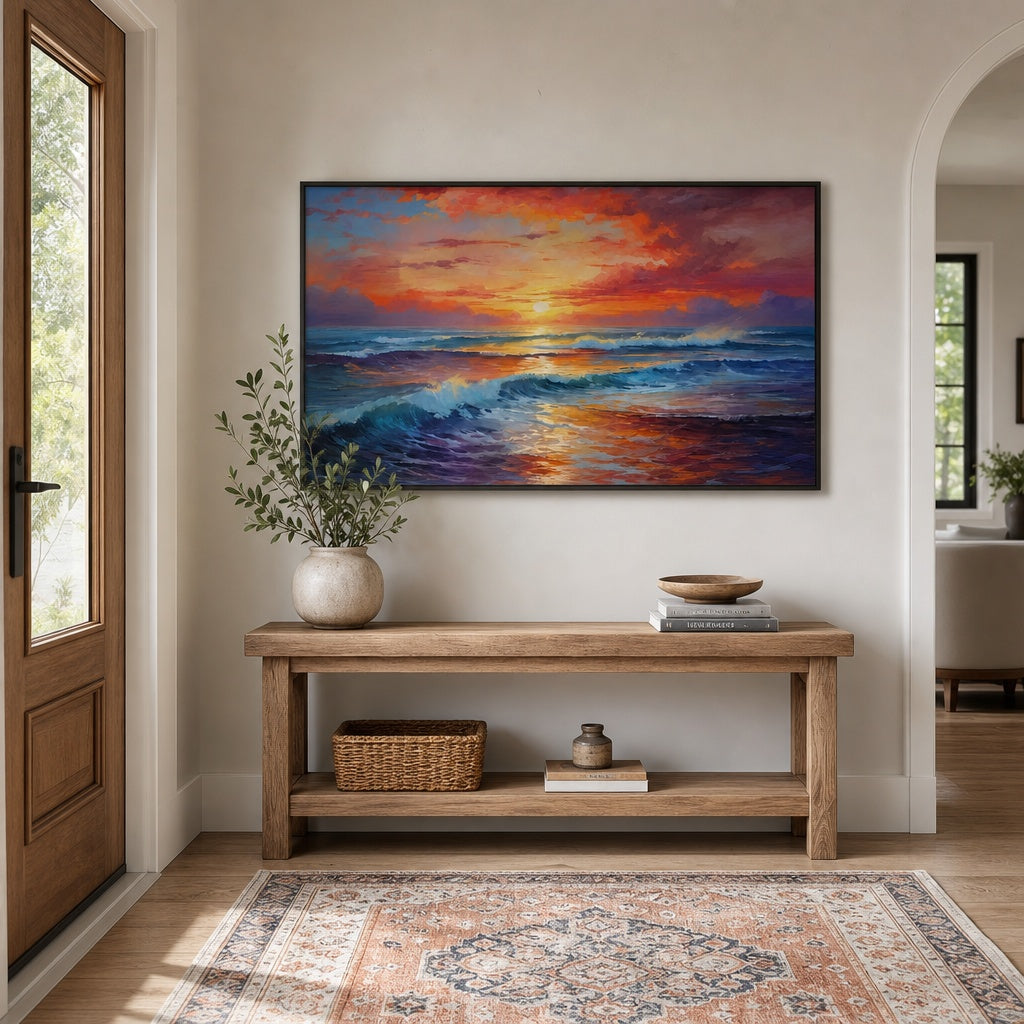 Crimson Sunset Waves