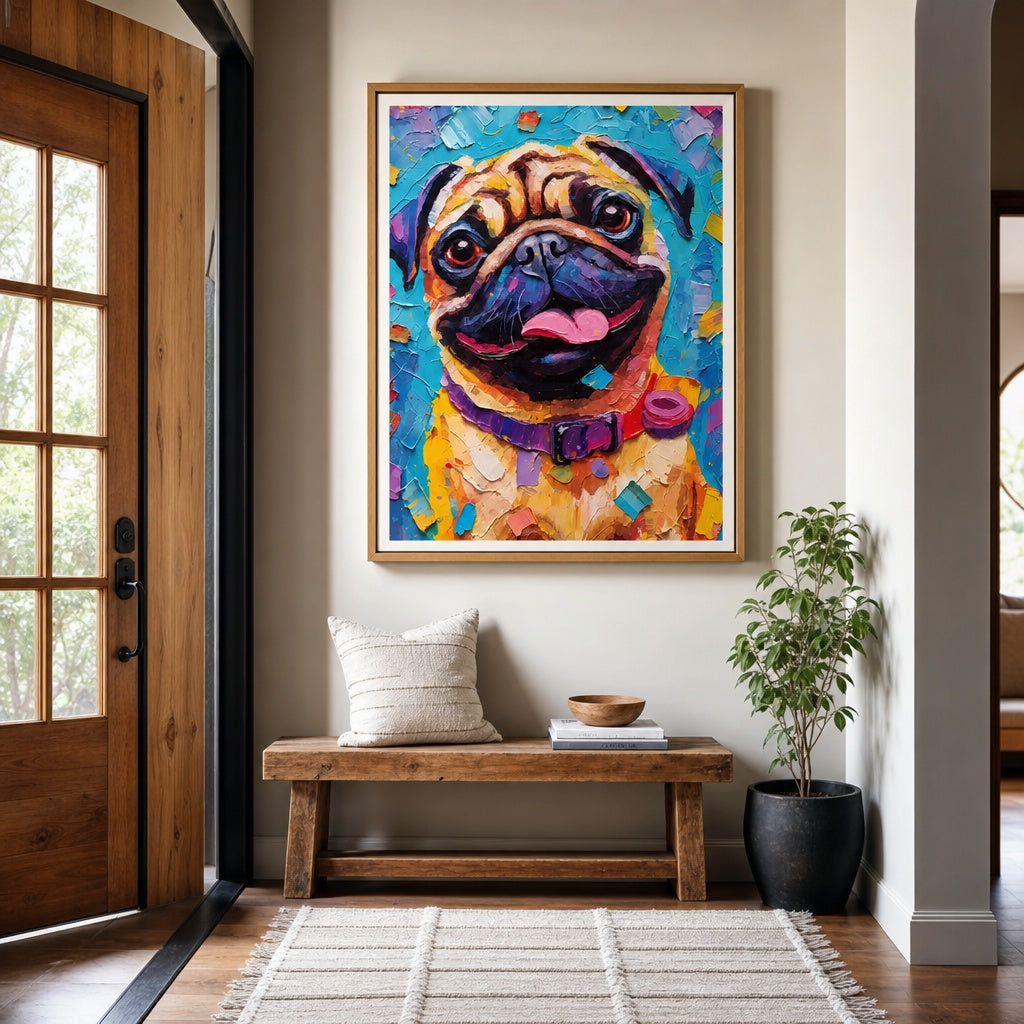 Colorful Pug Dog Pop Art Painting