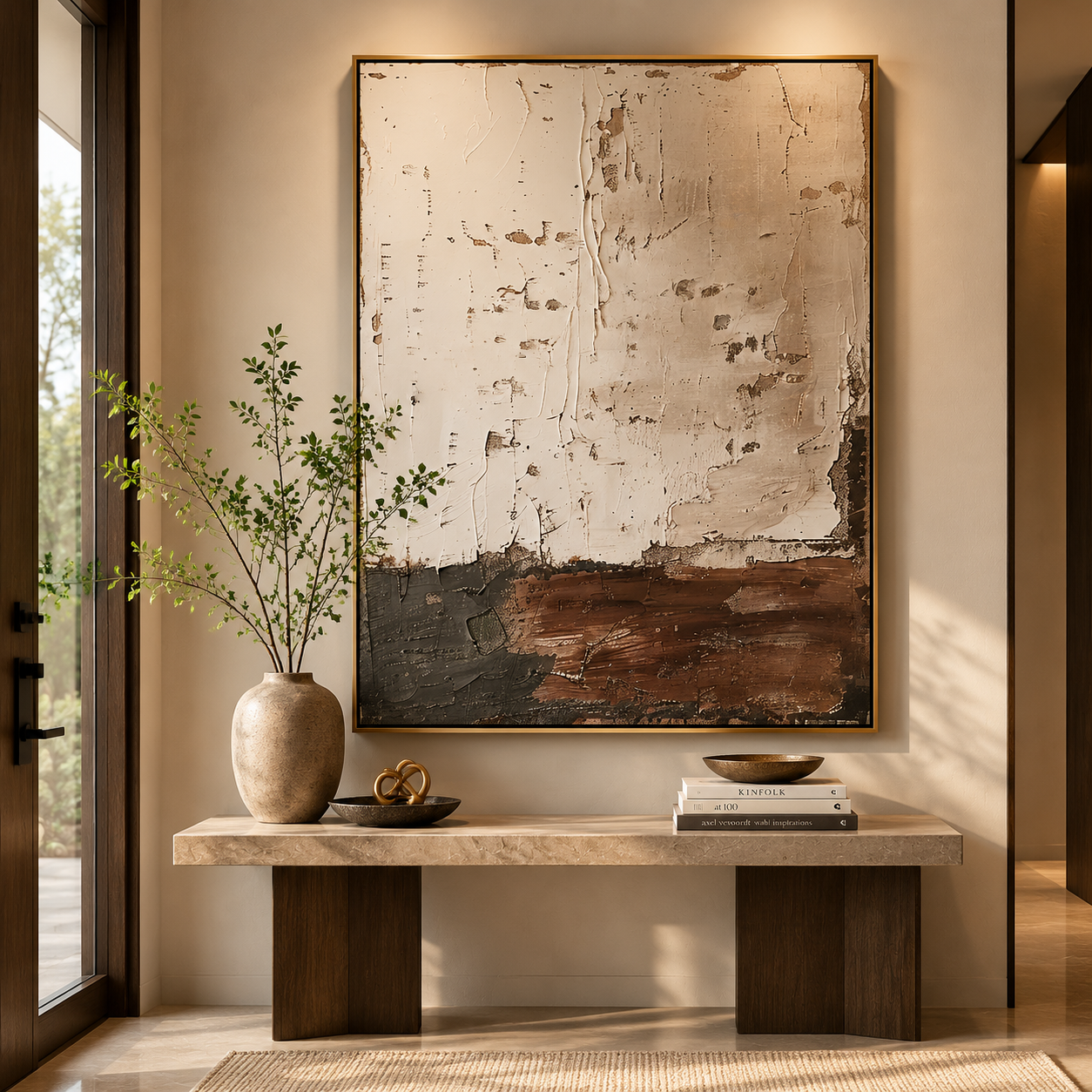 Earthbound Layers – Neutral Brown and Beige Abstract Textured Painting
