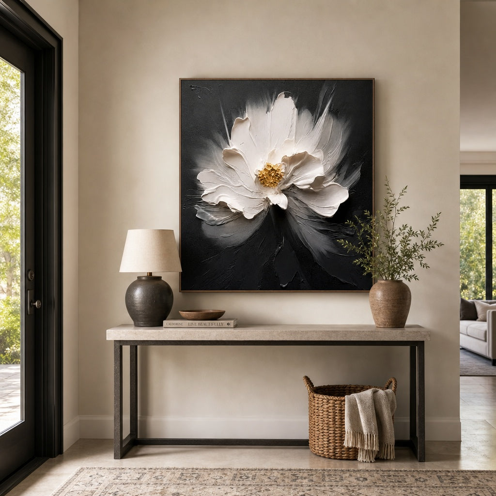 White Magnolia on Charcoal