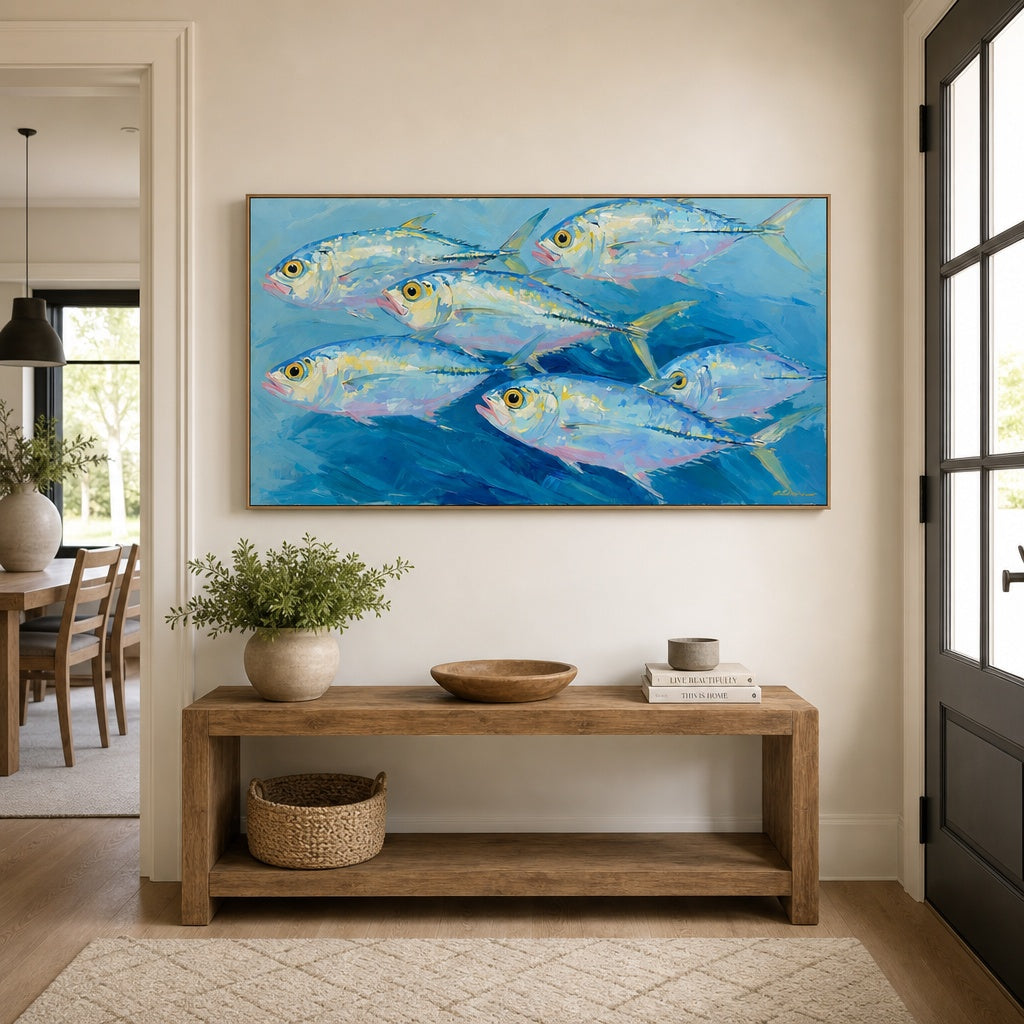 Blue Ocean Fish Coastal Painting