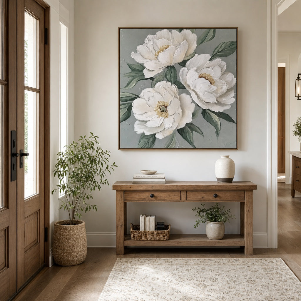 Ivory White Peony Trio
