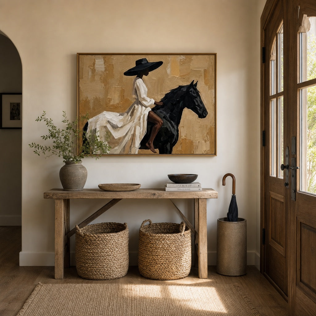 Black Horse Rider Bohemian Painting