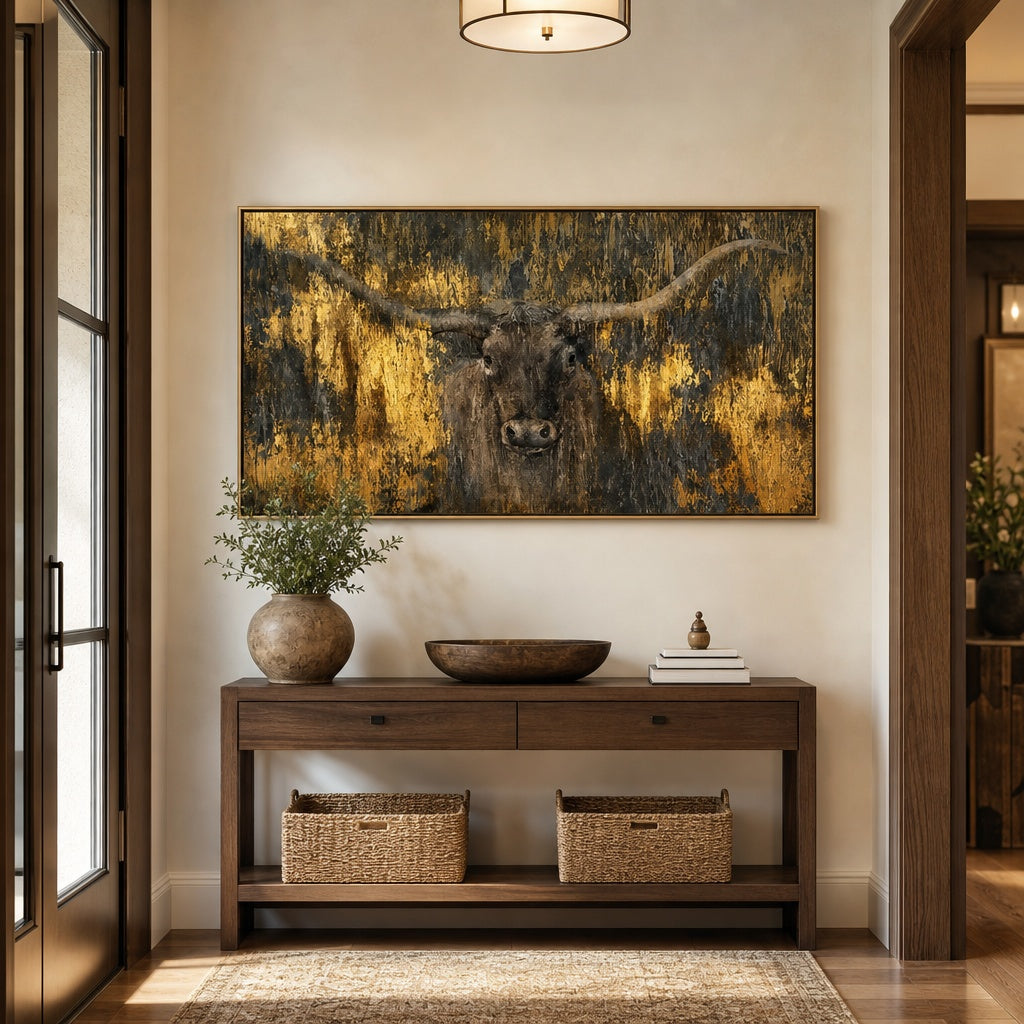 Golden Bull Textured Wildlife Painting