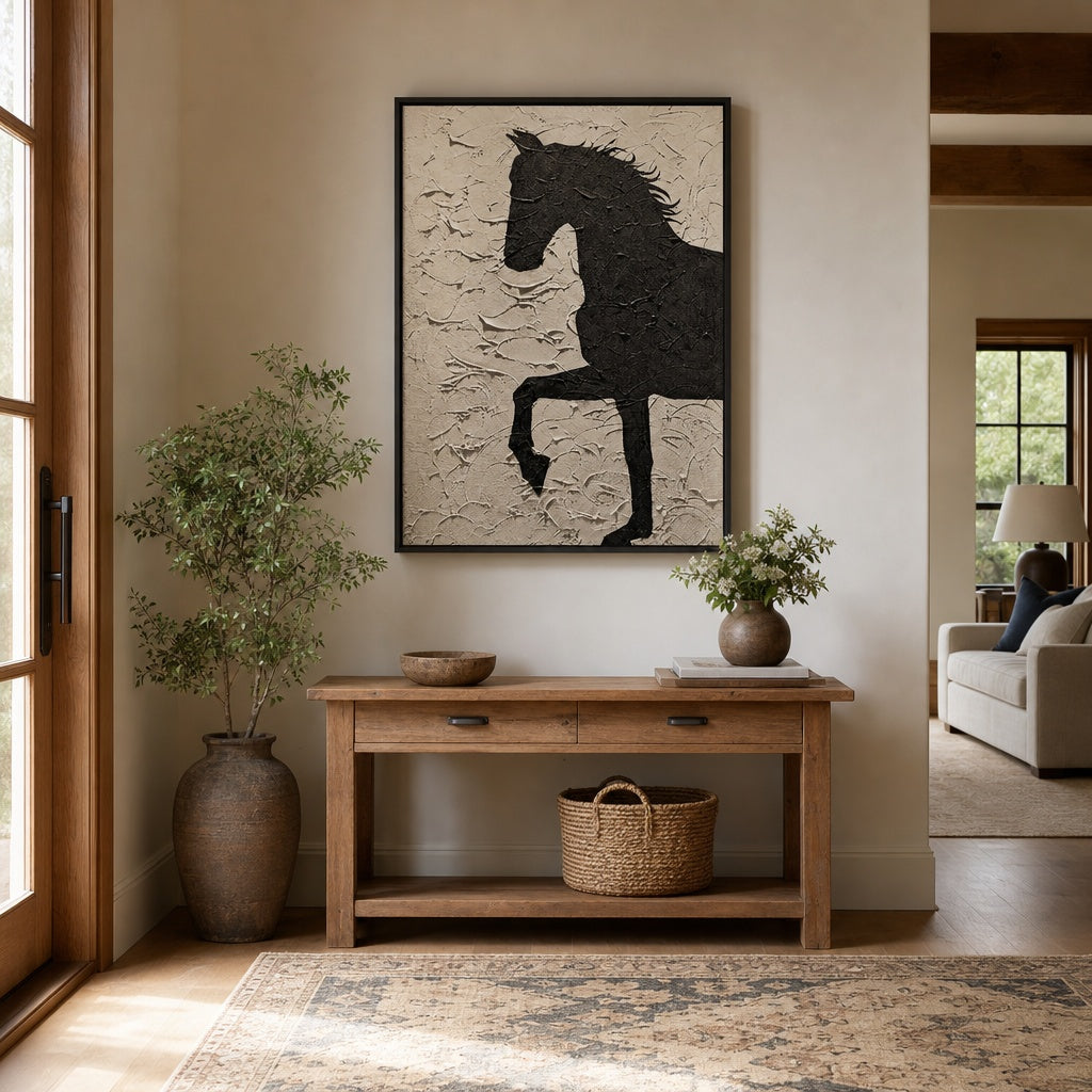 Black Horse Relief Texture Painting