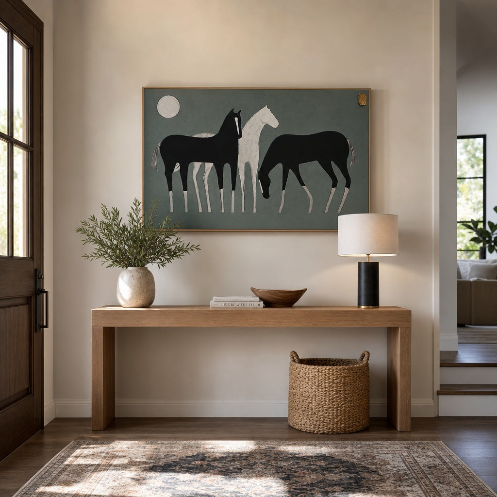 Black and White Horse Silhouette Painting
