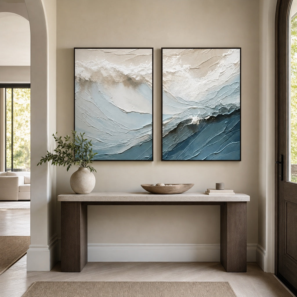 Coastal Wave Relief Diptych