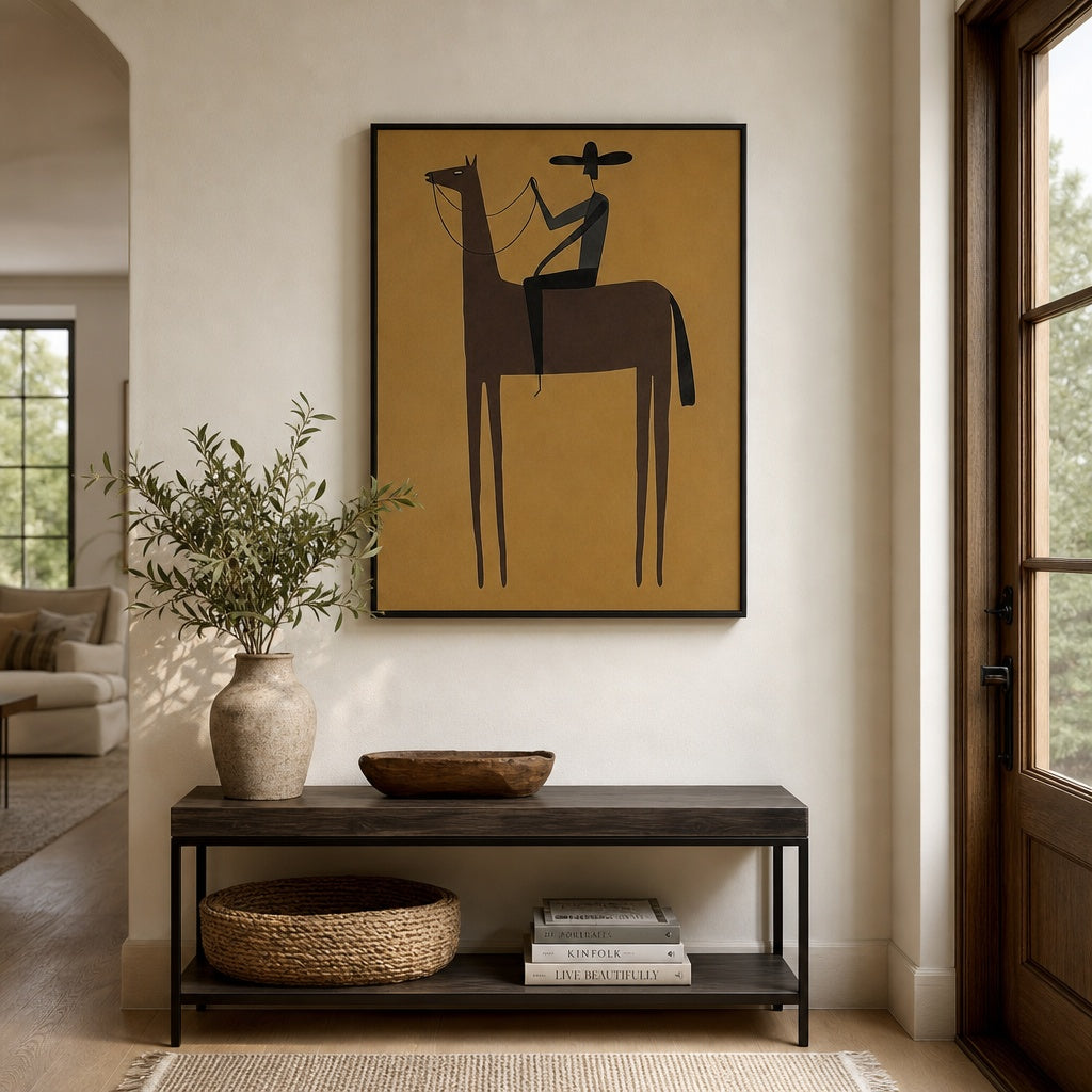 Minimalist Cowboy Horse Painting