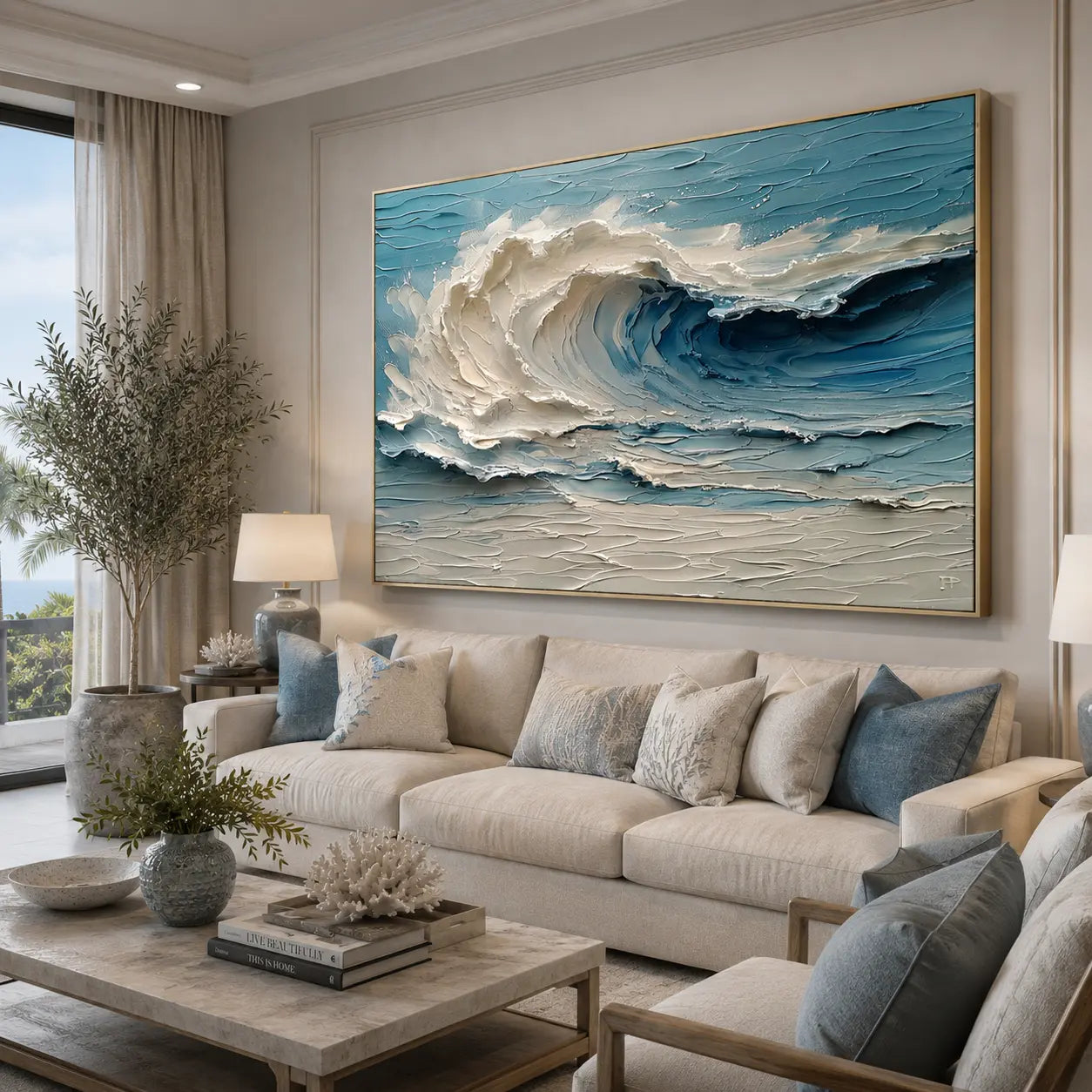 Ocean Whisper II – Hand-Painted Textured Wave Wall Art