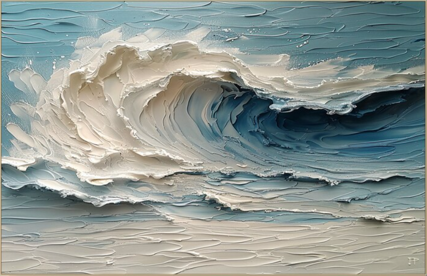 Ocean Whisper II – Hand-Painted Textured Wave Wall Art