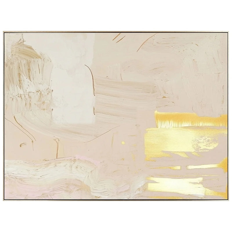 Golden Blush Harmony – Neutral Pink and Gold Abstract Painting