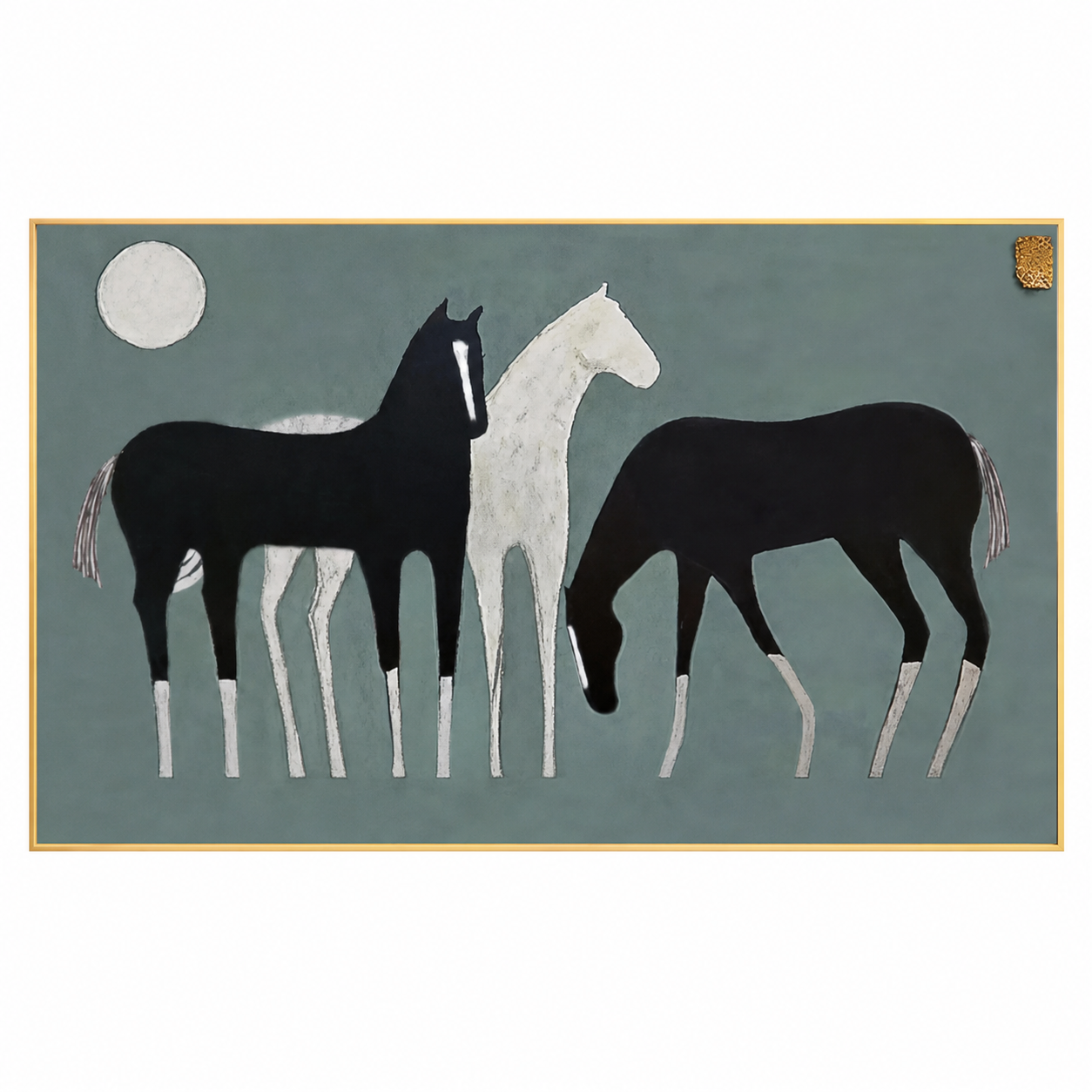 Black and White Horse Silhouette Painting