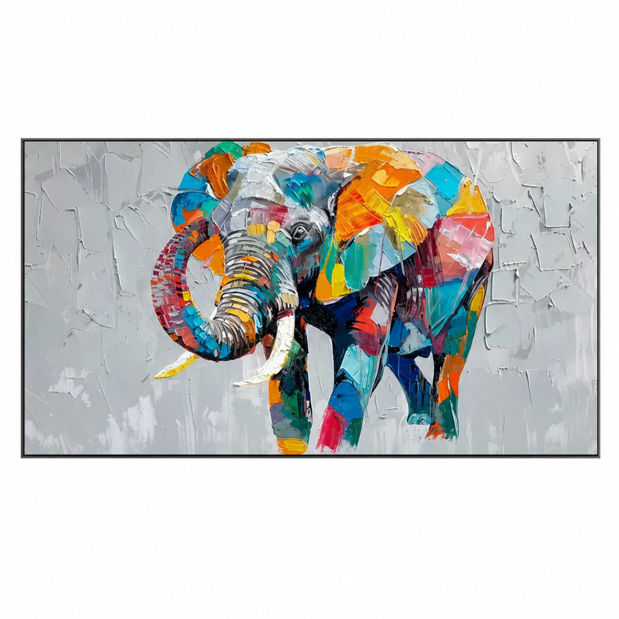 Colorful Elephant Textured Animal Painting