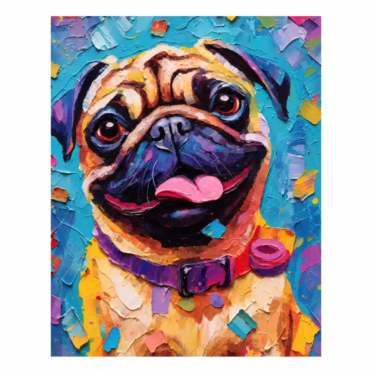 Colorful Pug Dog Pop Art Painting