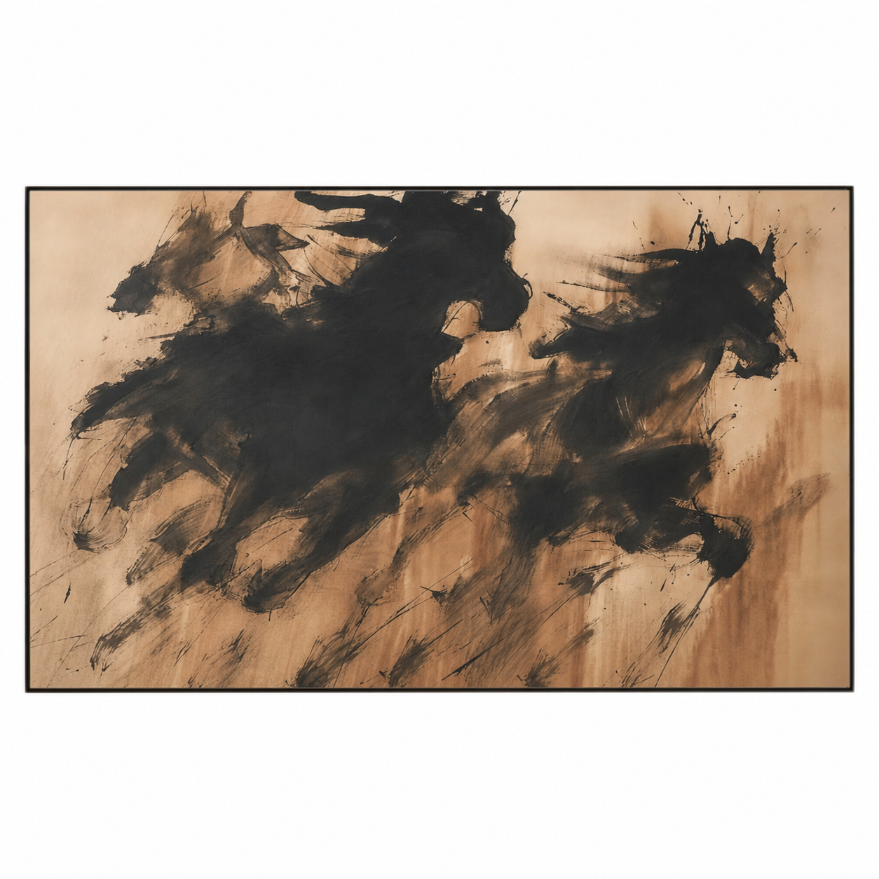 Black Abstract Horse Texture Painting