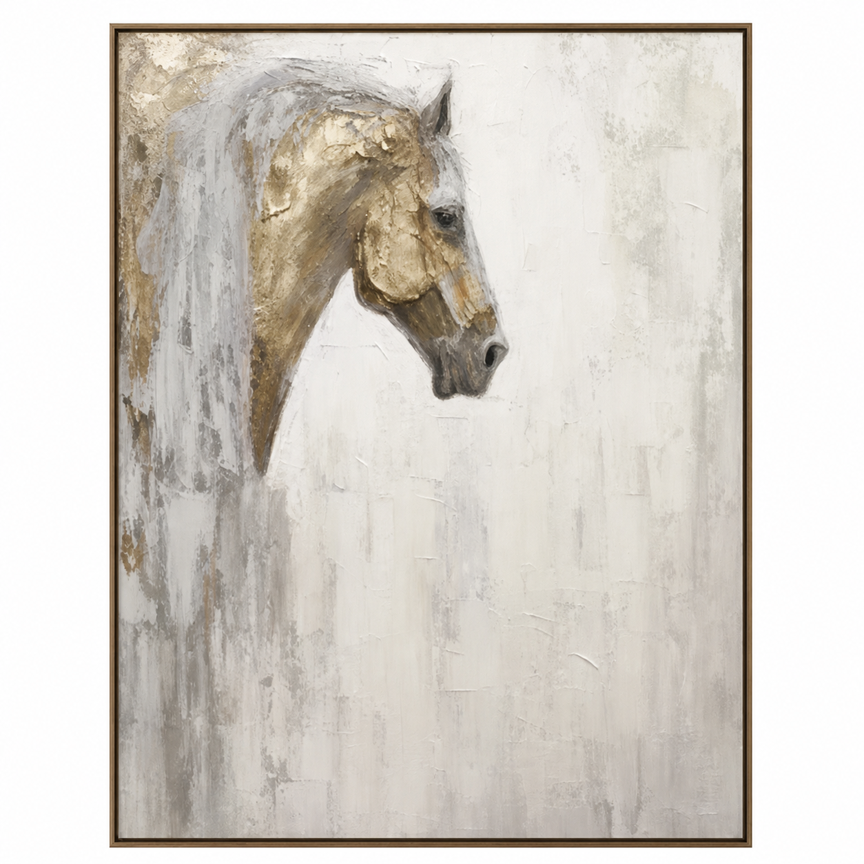 White Horse Minimalist Portrait Painting