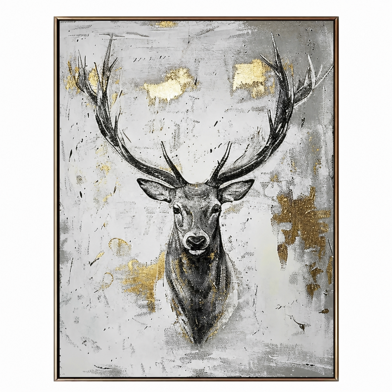 Black Deer Rustic Wildlife Painting