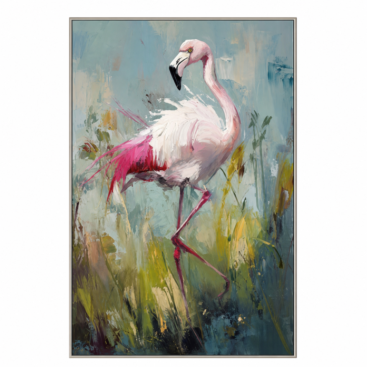 Pink Flamingo Coastal Bird Painting