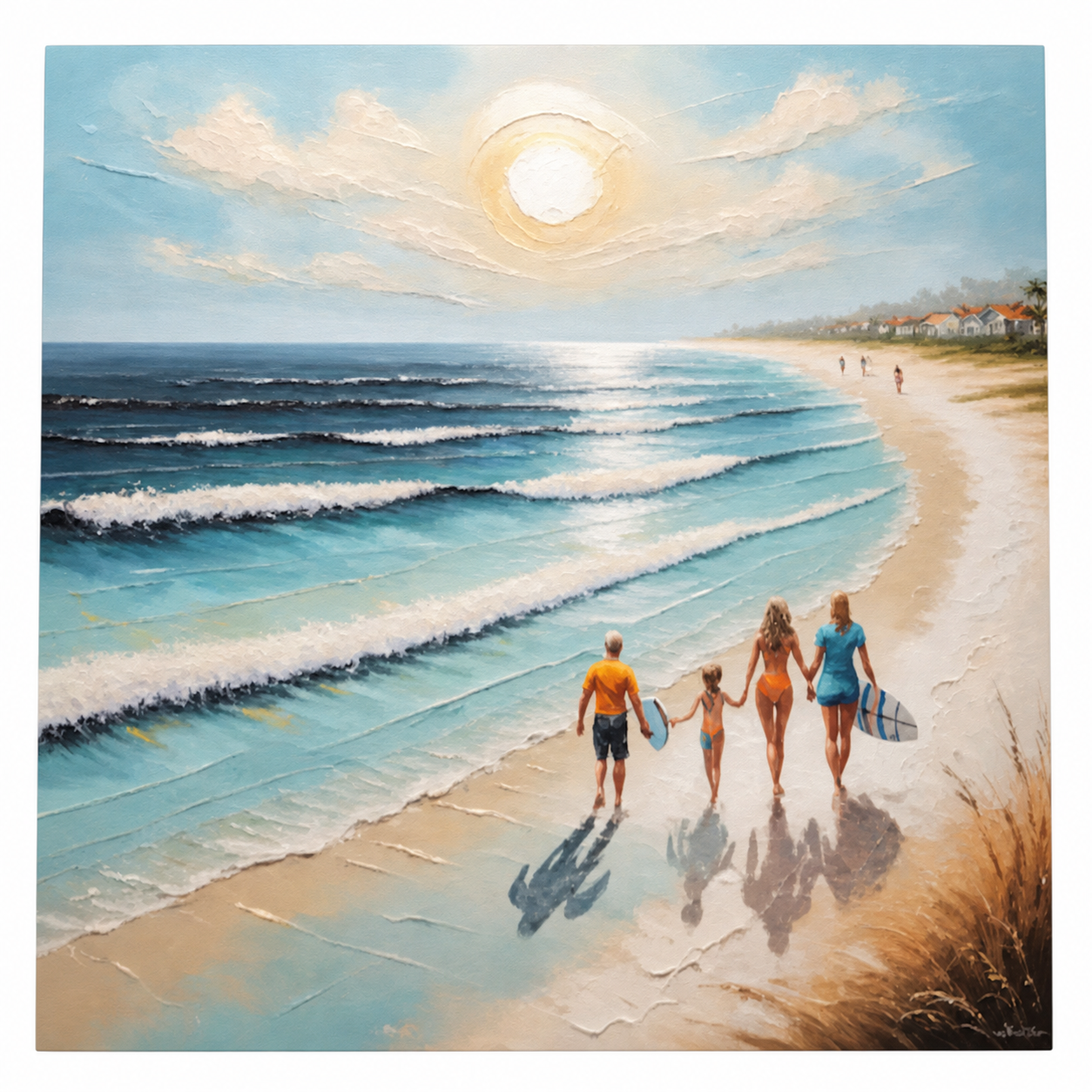 Sunlit Family Shore
