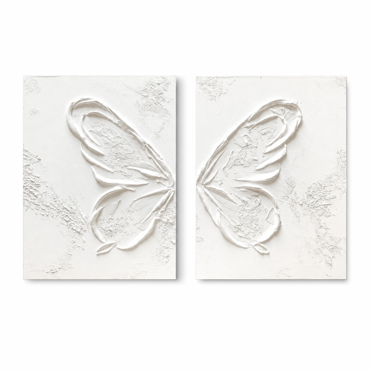 White Butterfly Relief Texture Painting