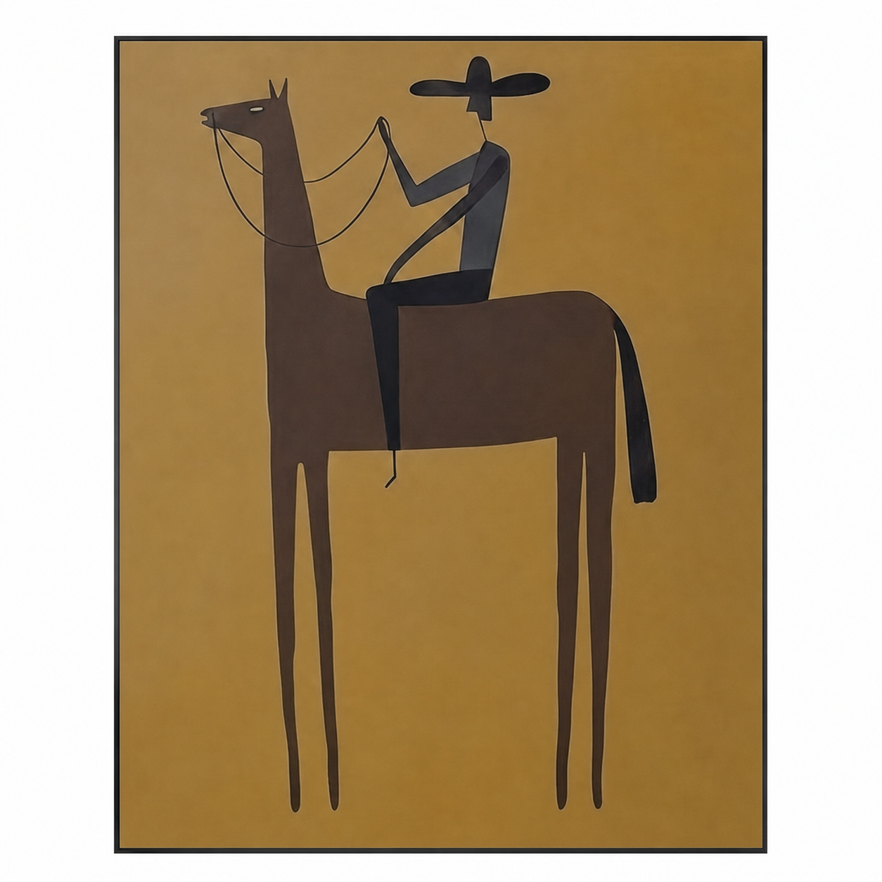 Minimalist Cowboy Horse Painting