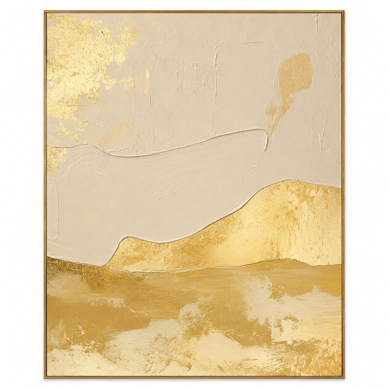 Golden Serenity Flow – Neutral Gold Abstract Textured Painting