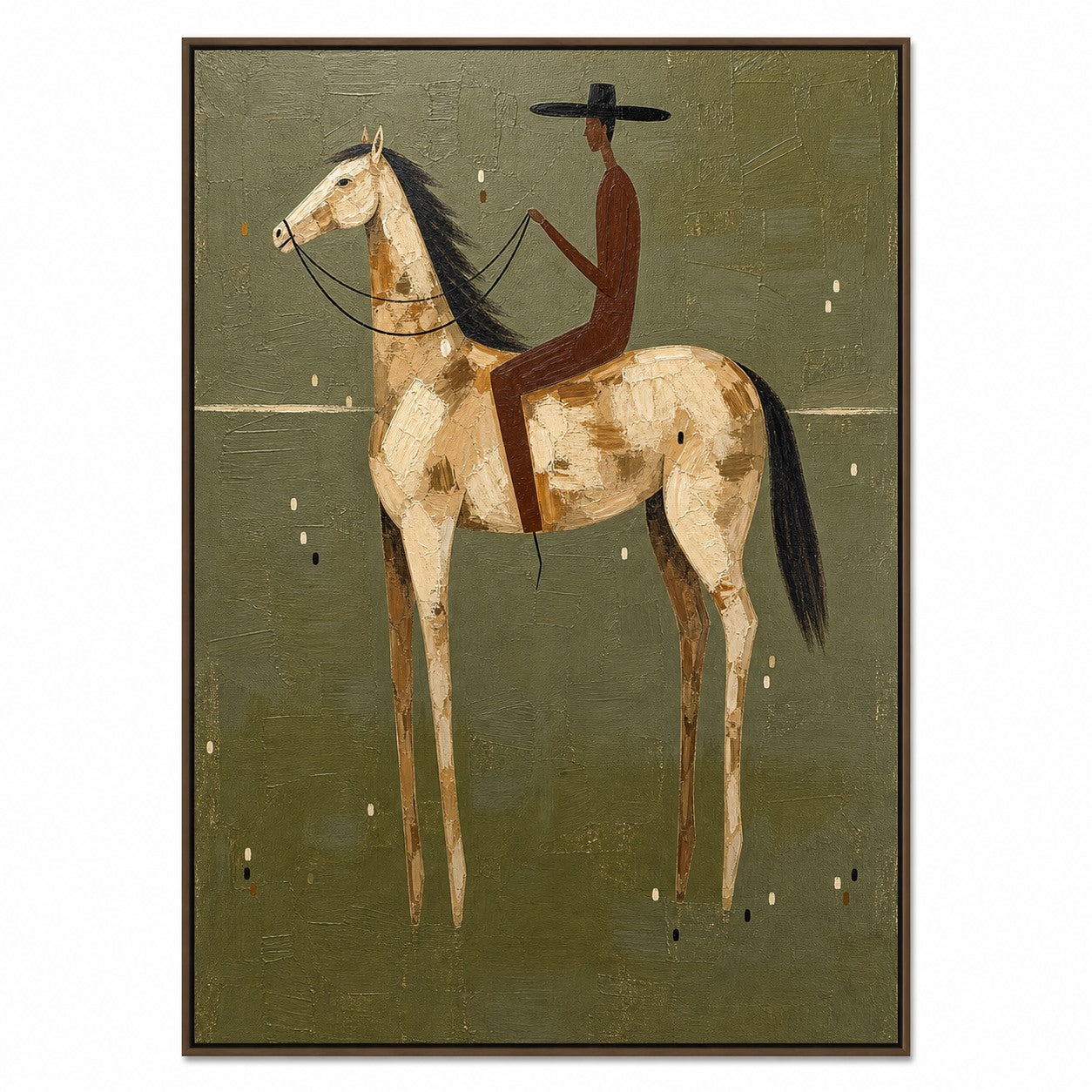 Sage Rider - Hand-Painted Western Horse Wall Art