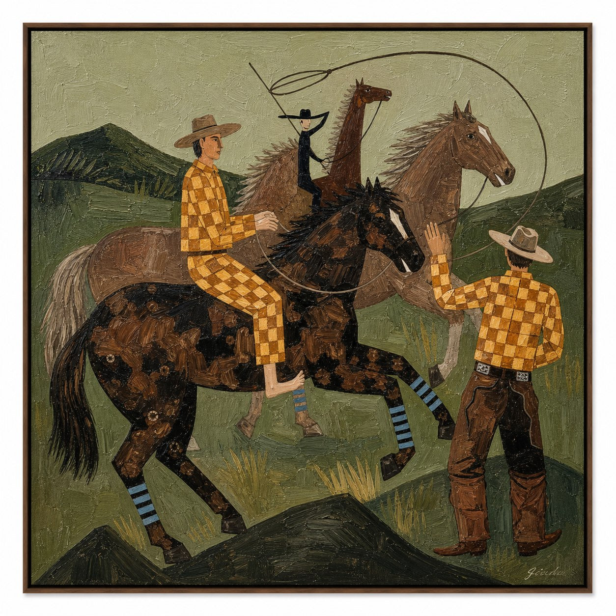Ranch Roundup - Hand-Painted Western Horse Wall Art
