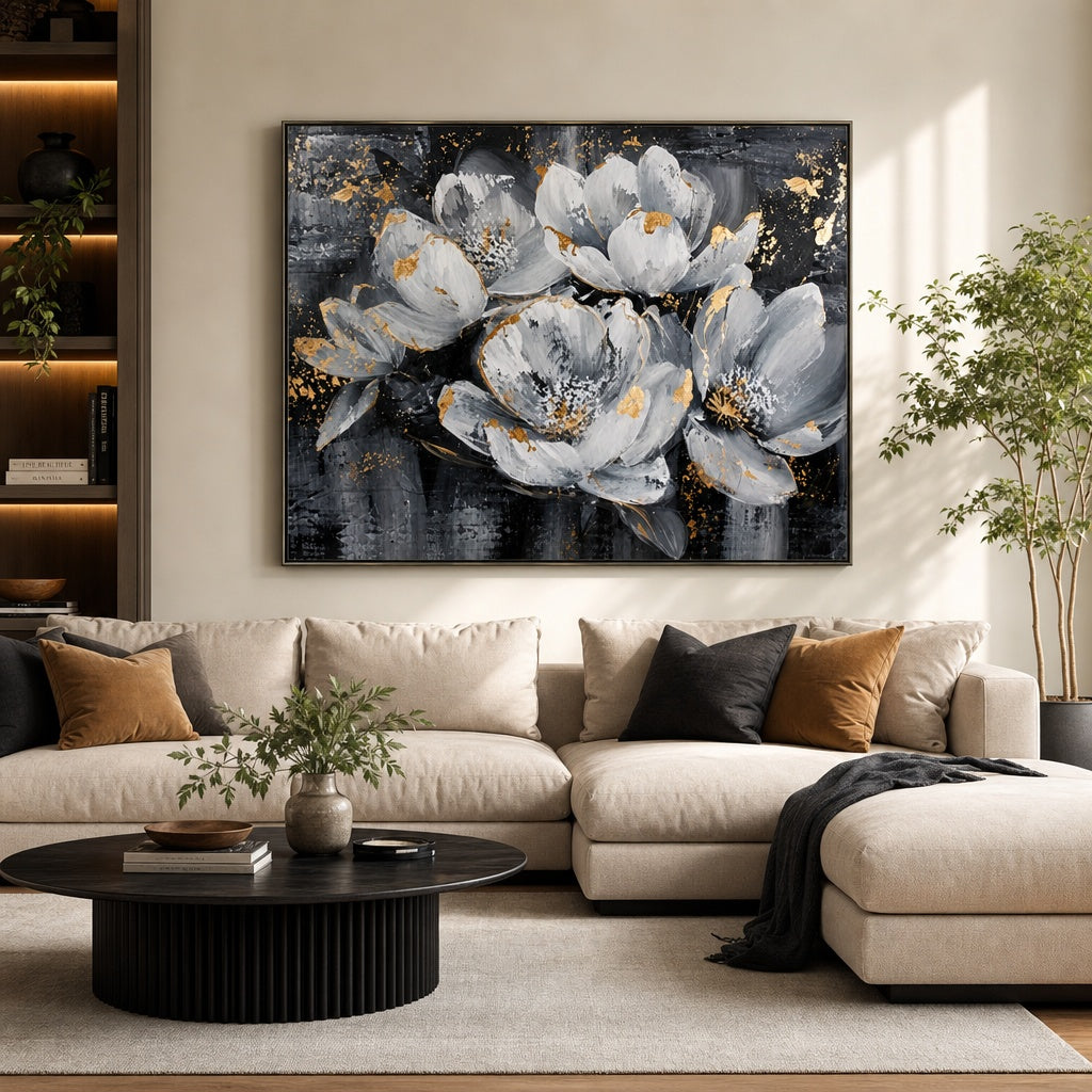 Gilded Charcoal Blossoms
