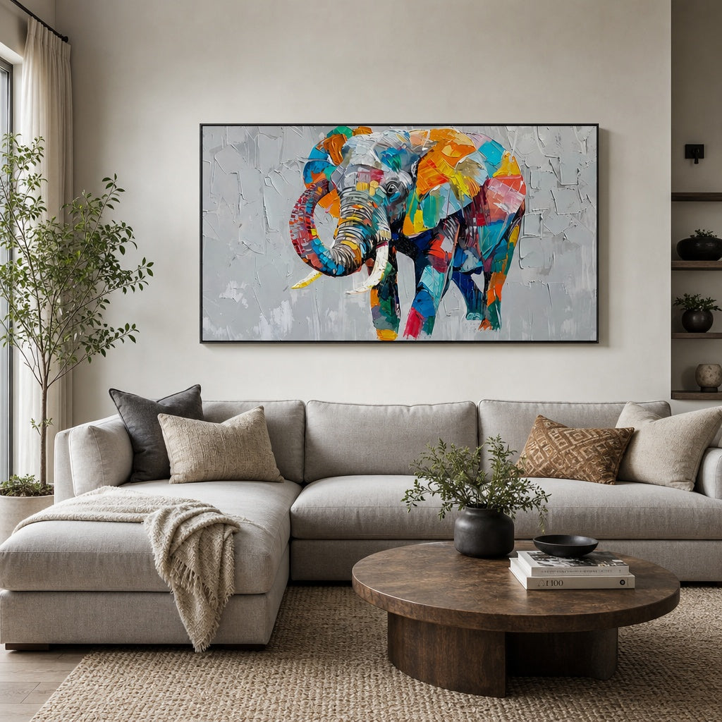 Colorful Elephant Textured Animal Painting