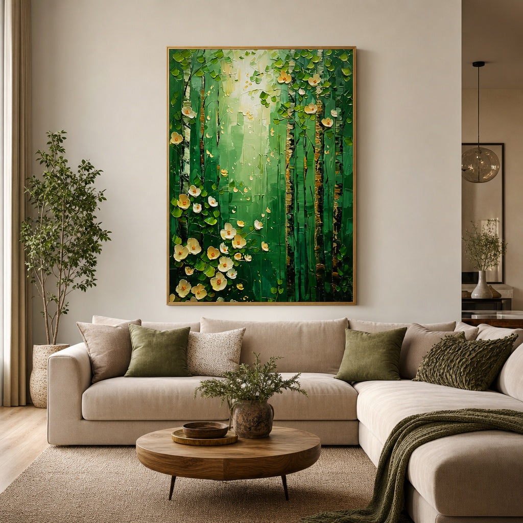 Emerald Bamboo Blossoms