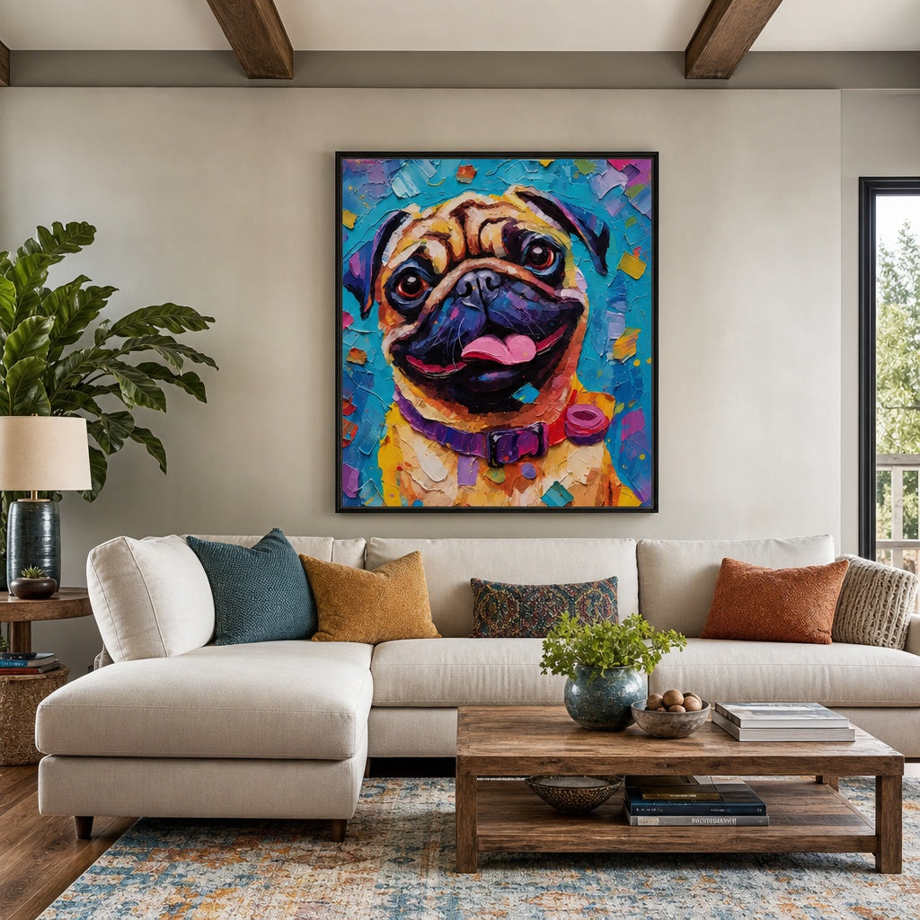 Colorful Pug Dog Pop Art Painting