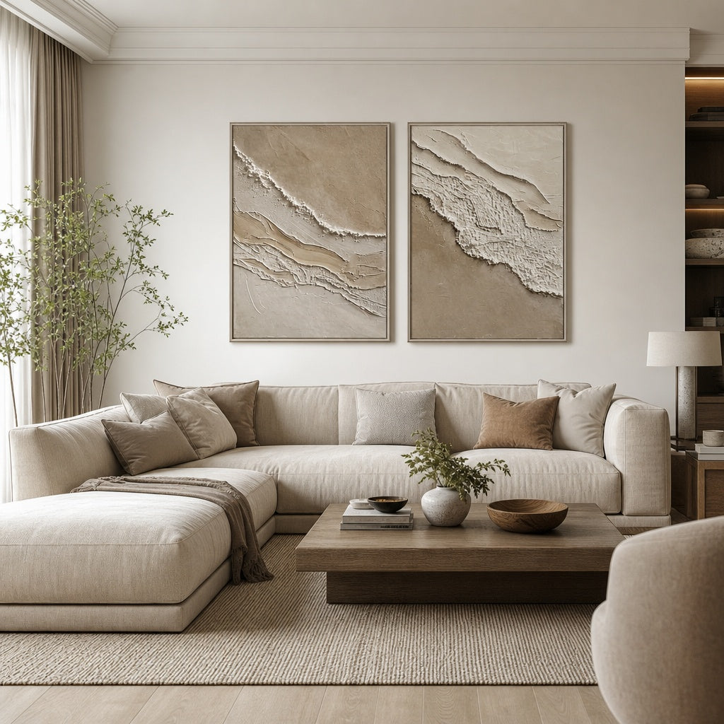 Neutral Coast Relief Diptych