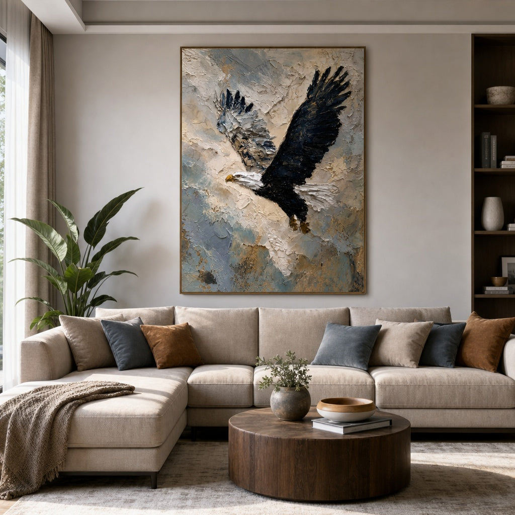 Bald Eagle Flight Textured Painting