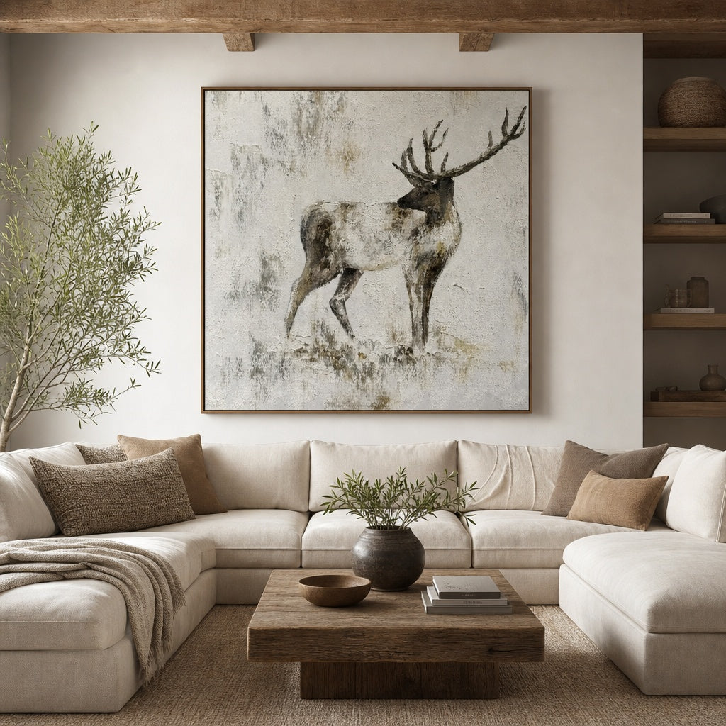 Minimalist Deer Wildlife Texture Painting
