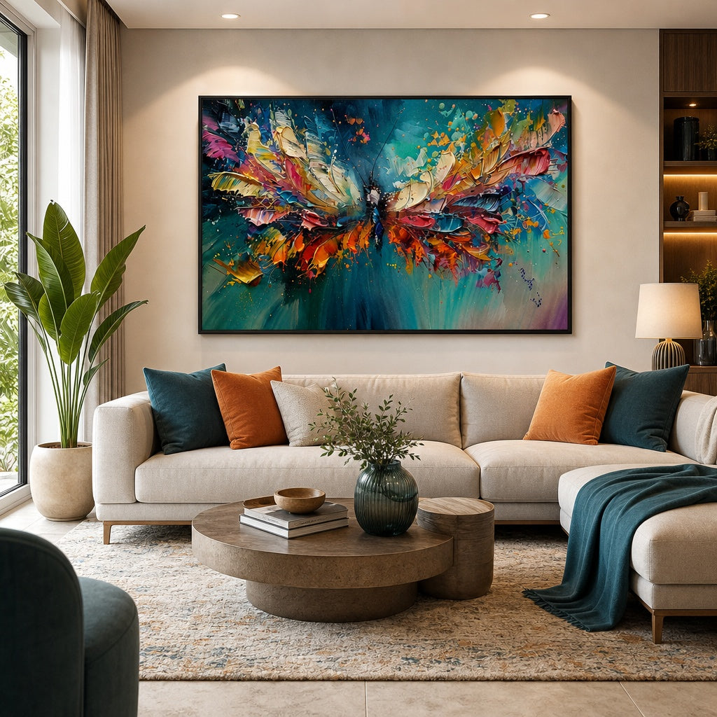 Colorful Butterfly Textured Abstract Painting