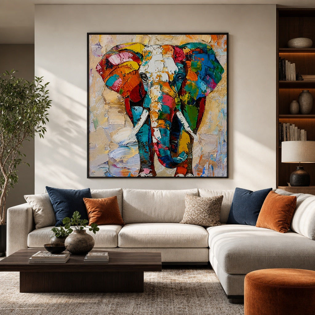 Colorful Elephant Abstract Portrait Painting
