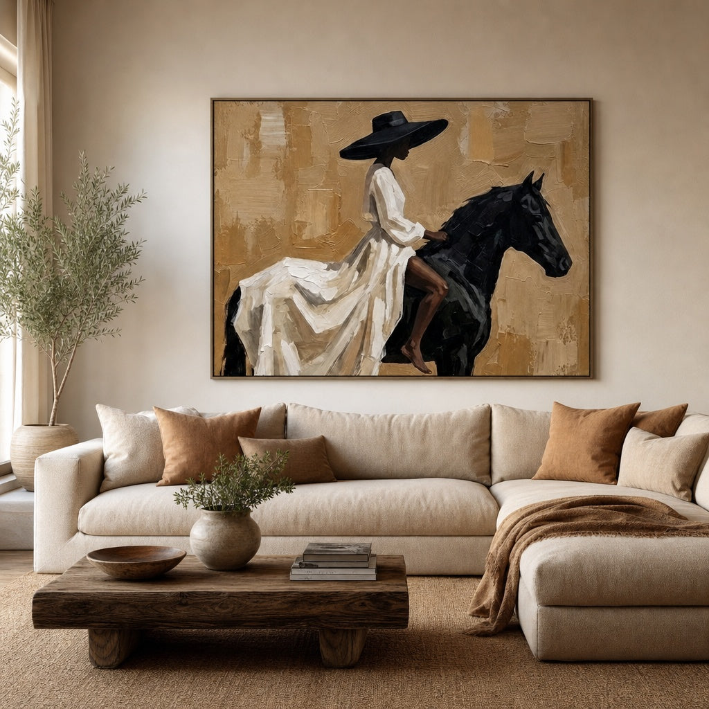 Black Horse Rider Bohemian Painting